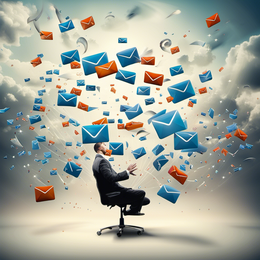 man on chair emails flying